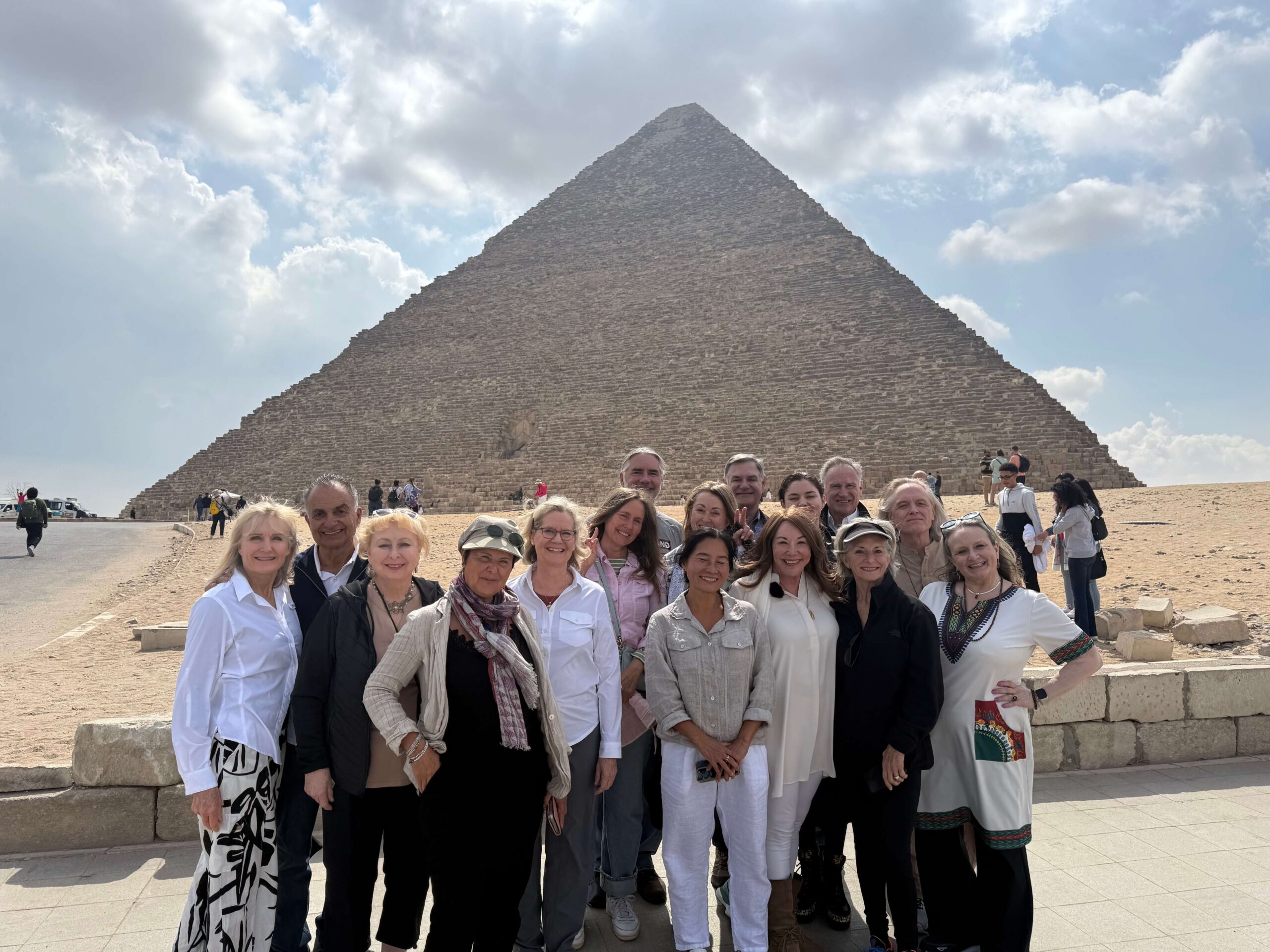 Sedona Soul Adventures VIP Egypt tour group in front of a pyramid.