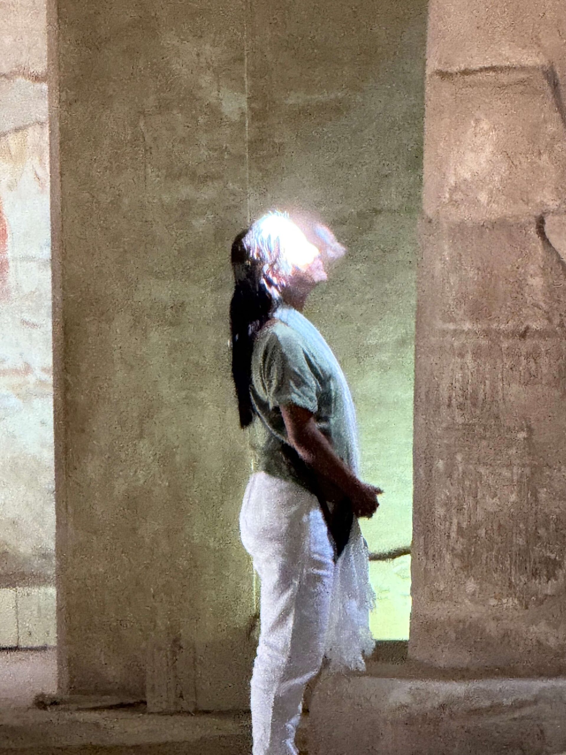 In ancient Egyptian belief, the Ba is essentially the soul. In this ancient temple, her soul literally showing itself.