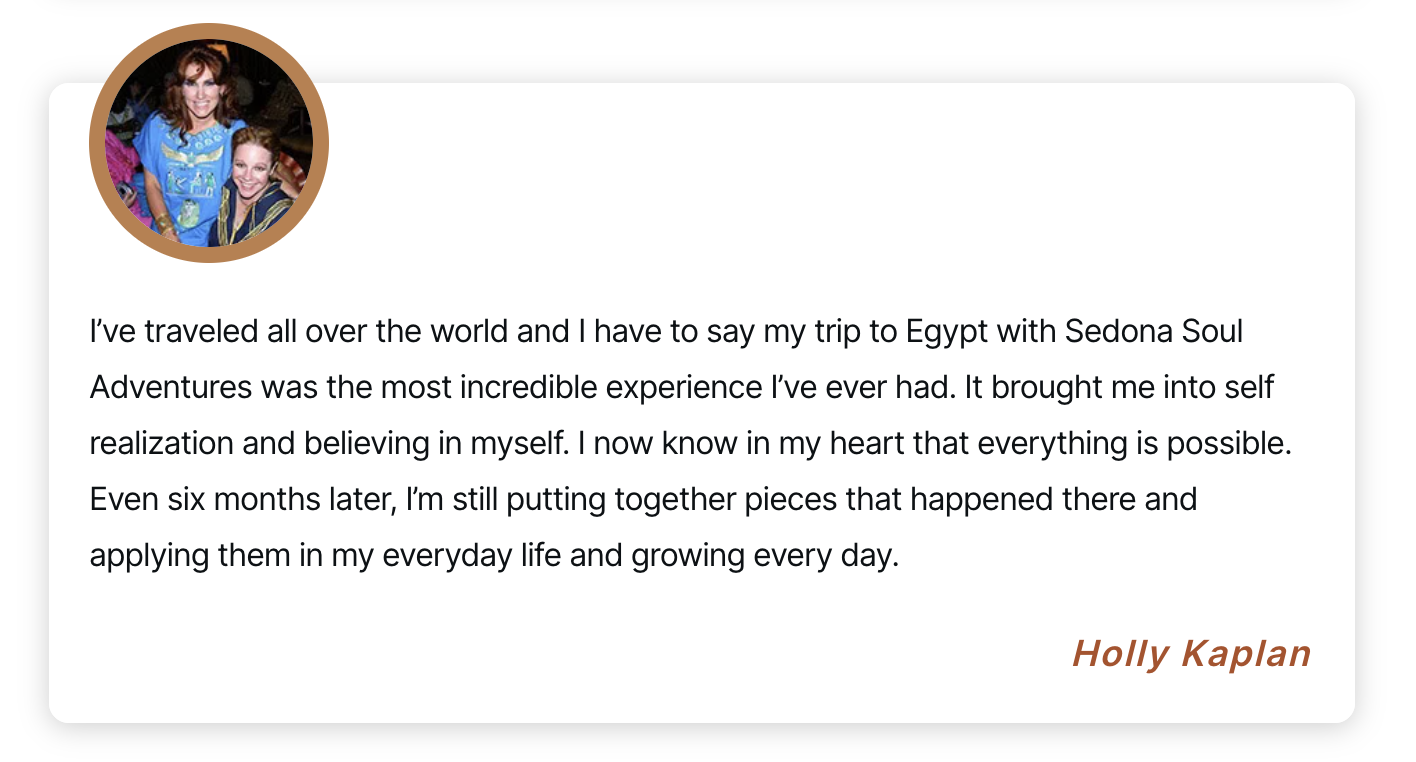 Sedona Soul Adventures Egypt Trip Testimonial