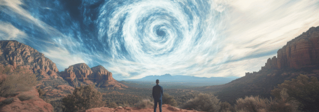 Sedona vortex with swirling clouds