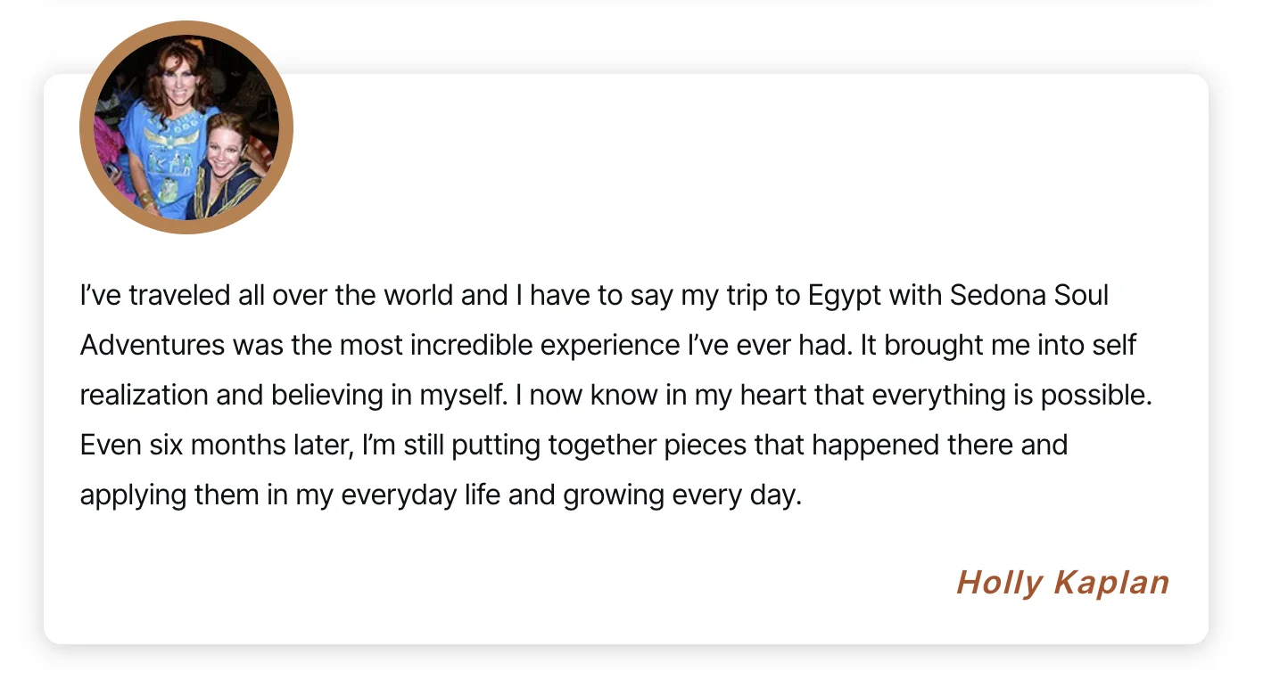 Sedona Soul Adventures Egypt Trip Testimonial