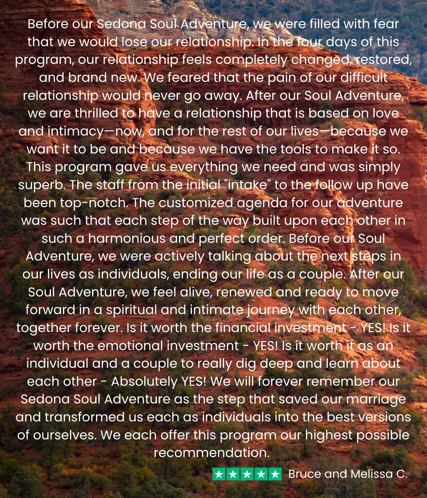 Sedona Soul Adventures Couples Retreat Testimonial