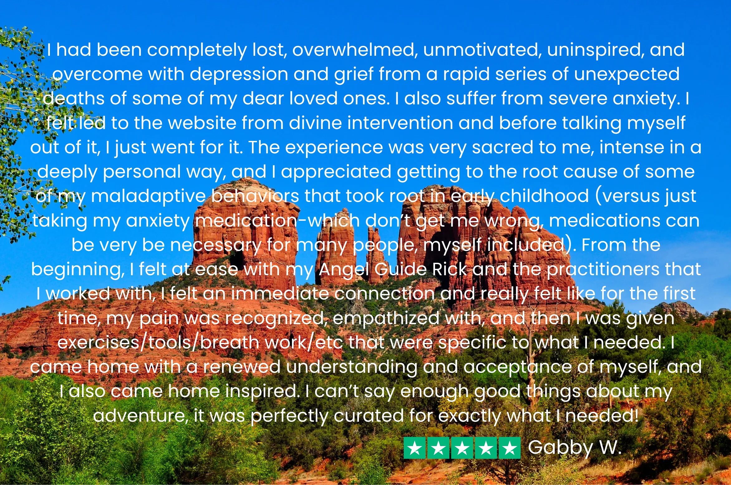 Gabby says her “anxiety, overwhelm and grief turned into self love and inspiration" after her Sedona Soul Adventure