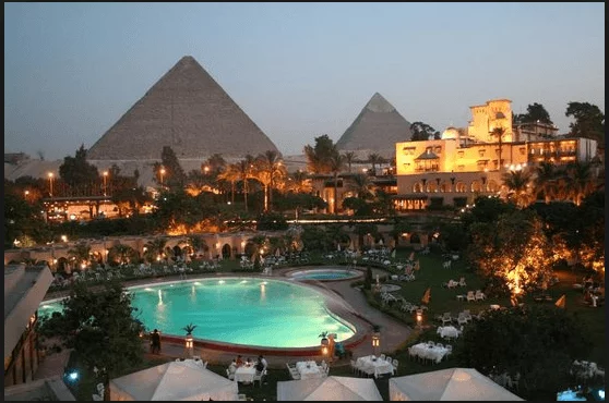 two pyramids and pool